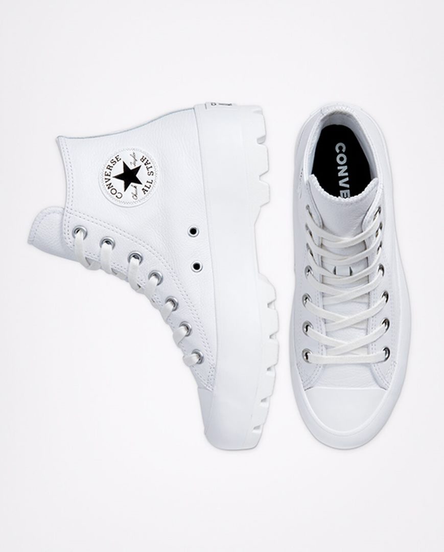 Women's Converse Chuck Taylor All Star Lugged Leather High Top Shoes White / Black / White | AU 65103Y